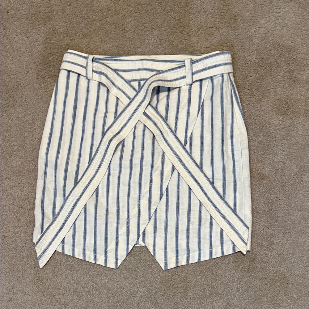 Madewell Blue and White Striped Linen Skirt